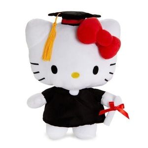 Hello Kitty 10.5” Black Cap and Gown Graduation Plush